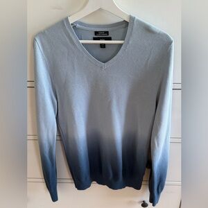 Mossimo Men's V-Neck Blue Ombre 100% cotton Sweater, size M preppy knit office